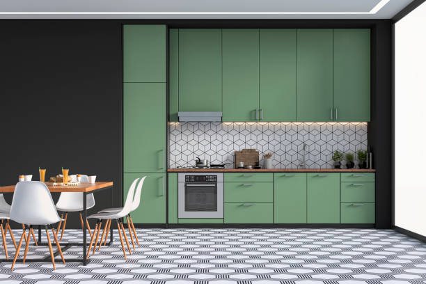 Green cabinets | McCools Flooring