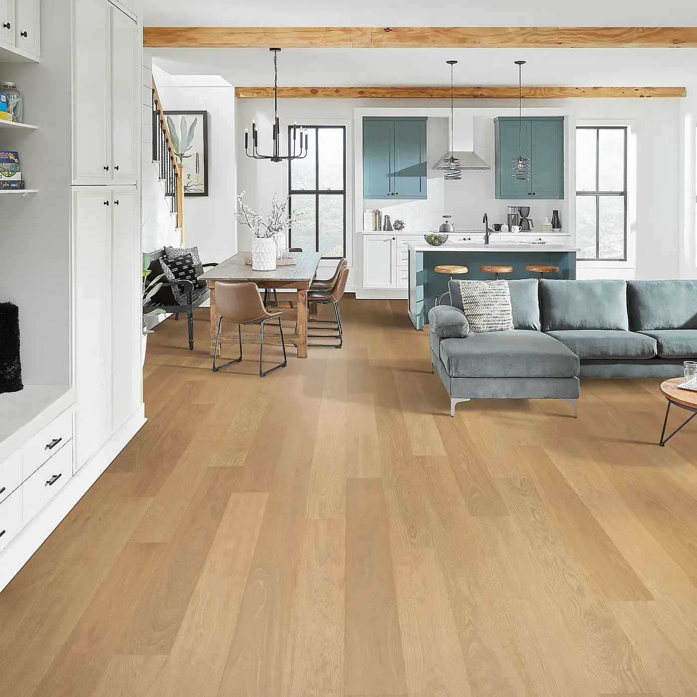 33611_02_room Mohawk Laminate in a light blonde wood color | McCool's Flooring
