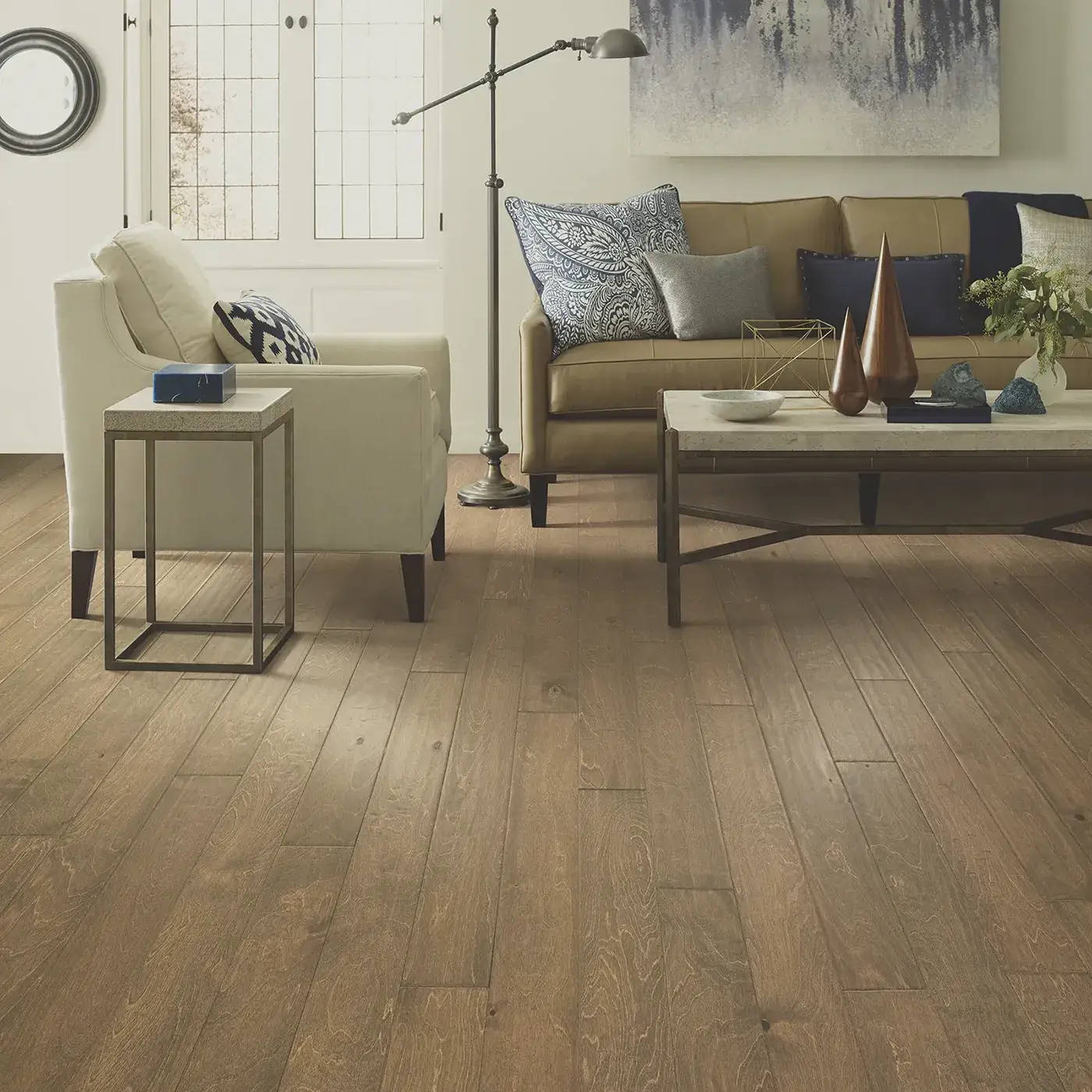 BiscayneBay-SW520-02022-Parasail-5in-5U415-RM Light brown hardwood in a living room featuring | McCool's Flooring