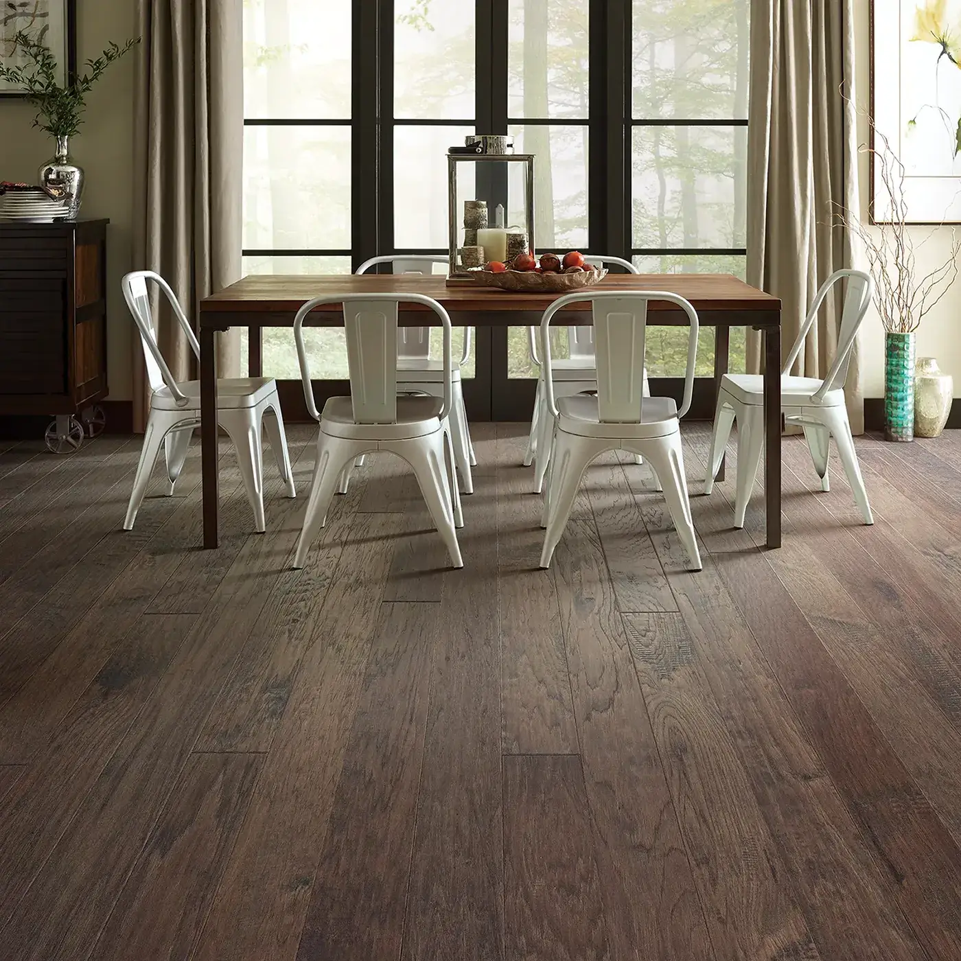 WaywardHickory-HW716-07073-Pumice-5in-RM Hardwood in a dining room | McCool's Flooring